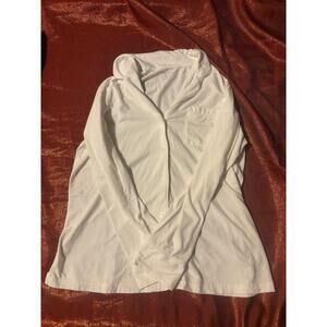 Amazon Essentials Shirt Womens M White Long Sleeve Button Up Pocket Lounge Top